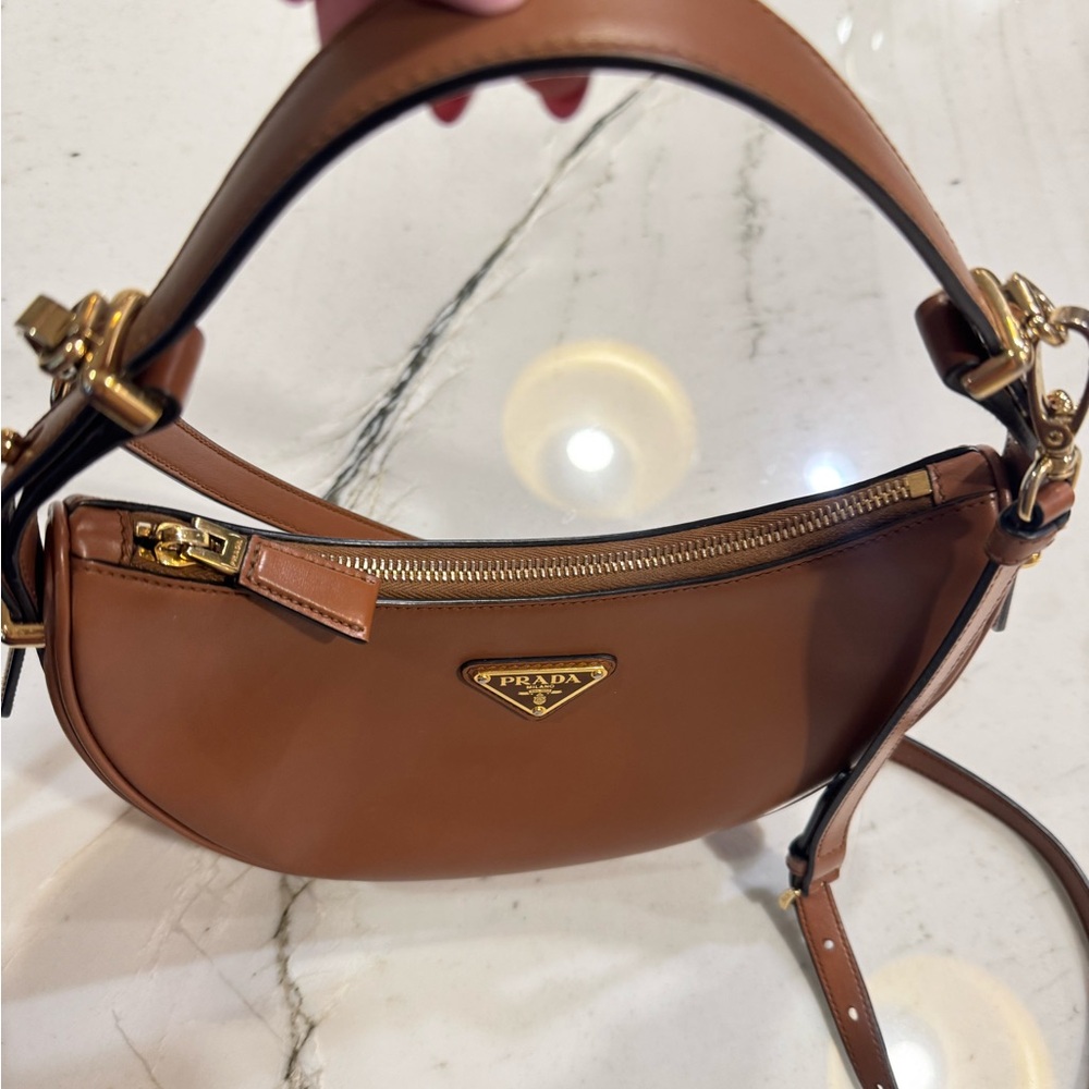 Prada Tan Leather Shoulder Bag with Classic Design
